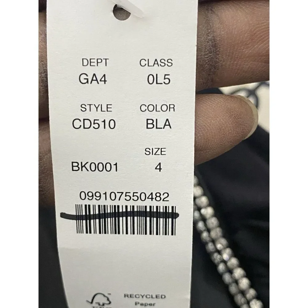 J.CREW Full-length Embellished Ruched Black Vneck Sleeveless Dress Womens Size 4